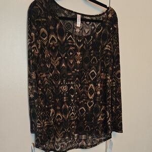 Elegant Black and Brown Geometric Women's Top